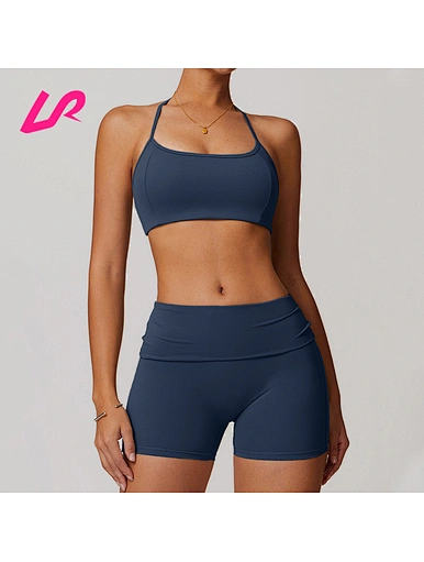 gym shorts and bra set